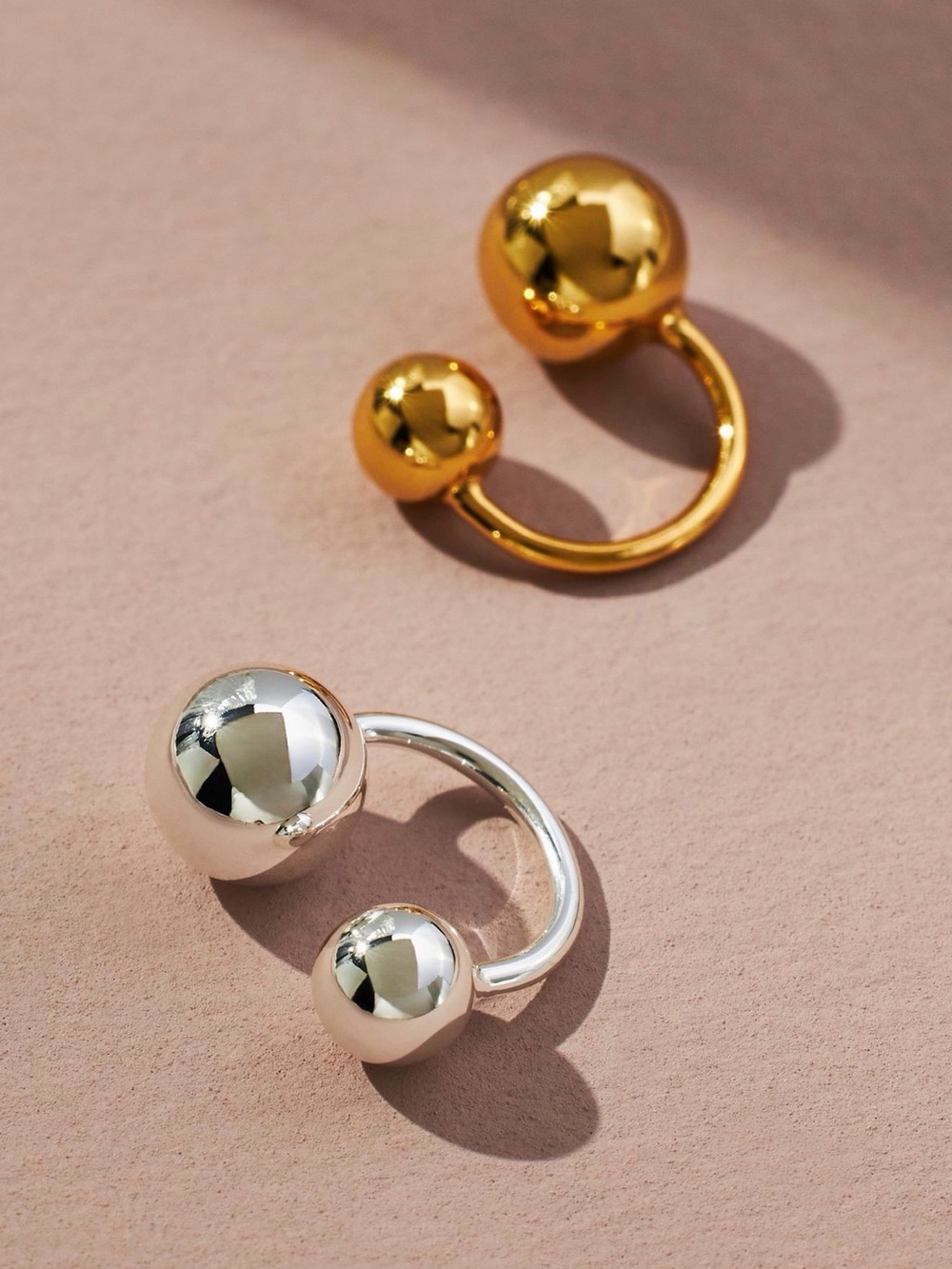 Jenny Bird Mixed Metal Double Ball Open Earring Cuffs in Gold and Silver
